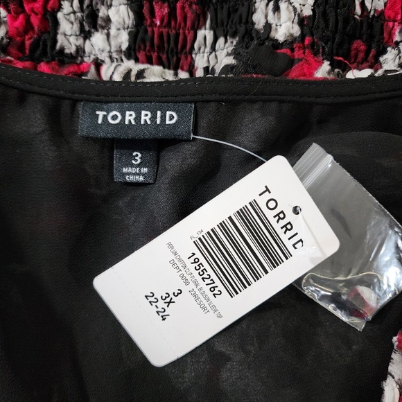 Torrid 3x Women's Peplum Chiffon Clip Floral Blouson Sleeve Top Whimsigoth - Picture 3 of 8